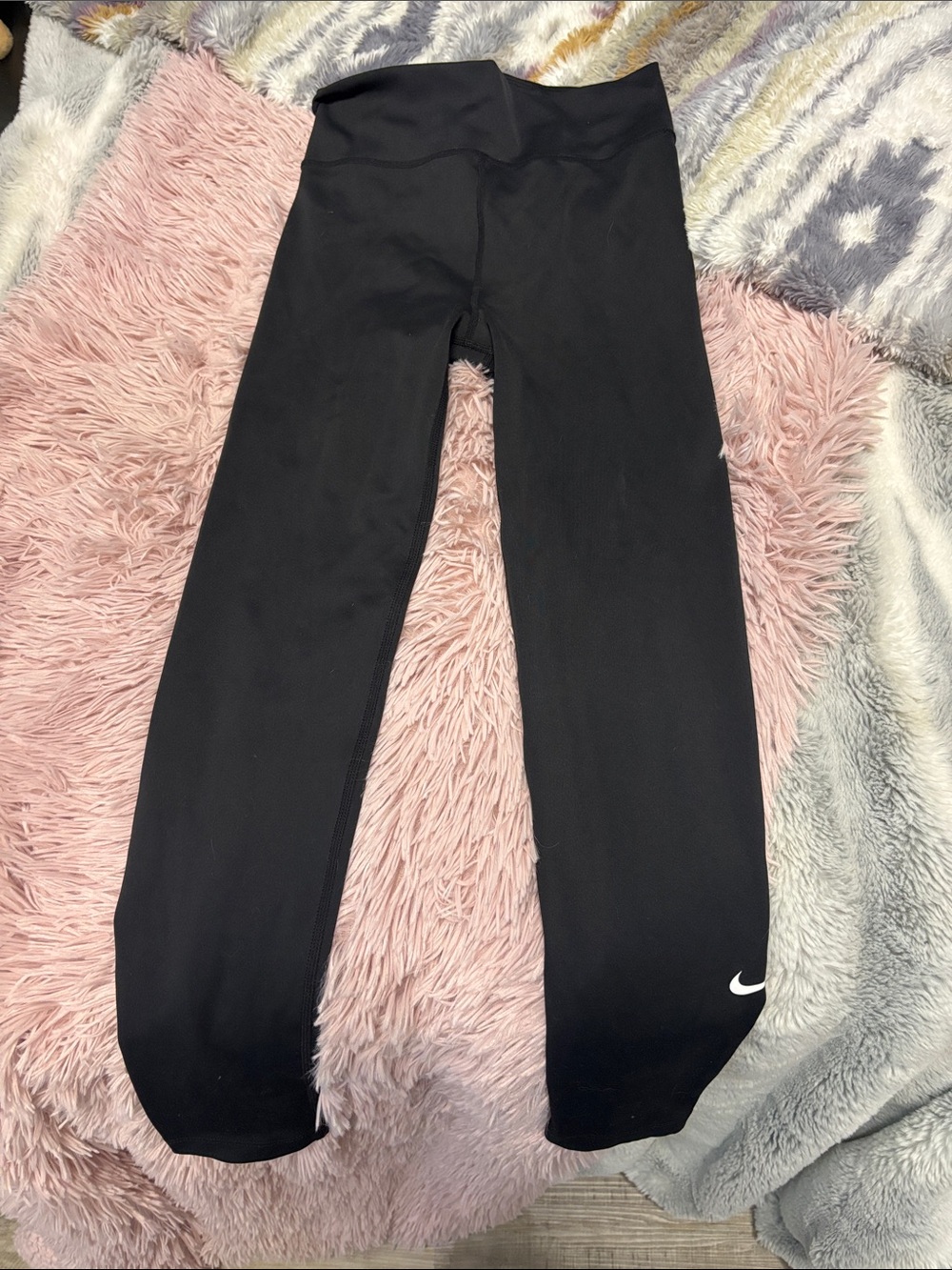 Nike Black Girls' Athletic Leggings with White Swoosh